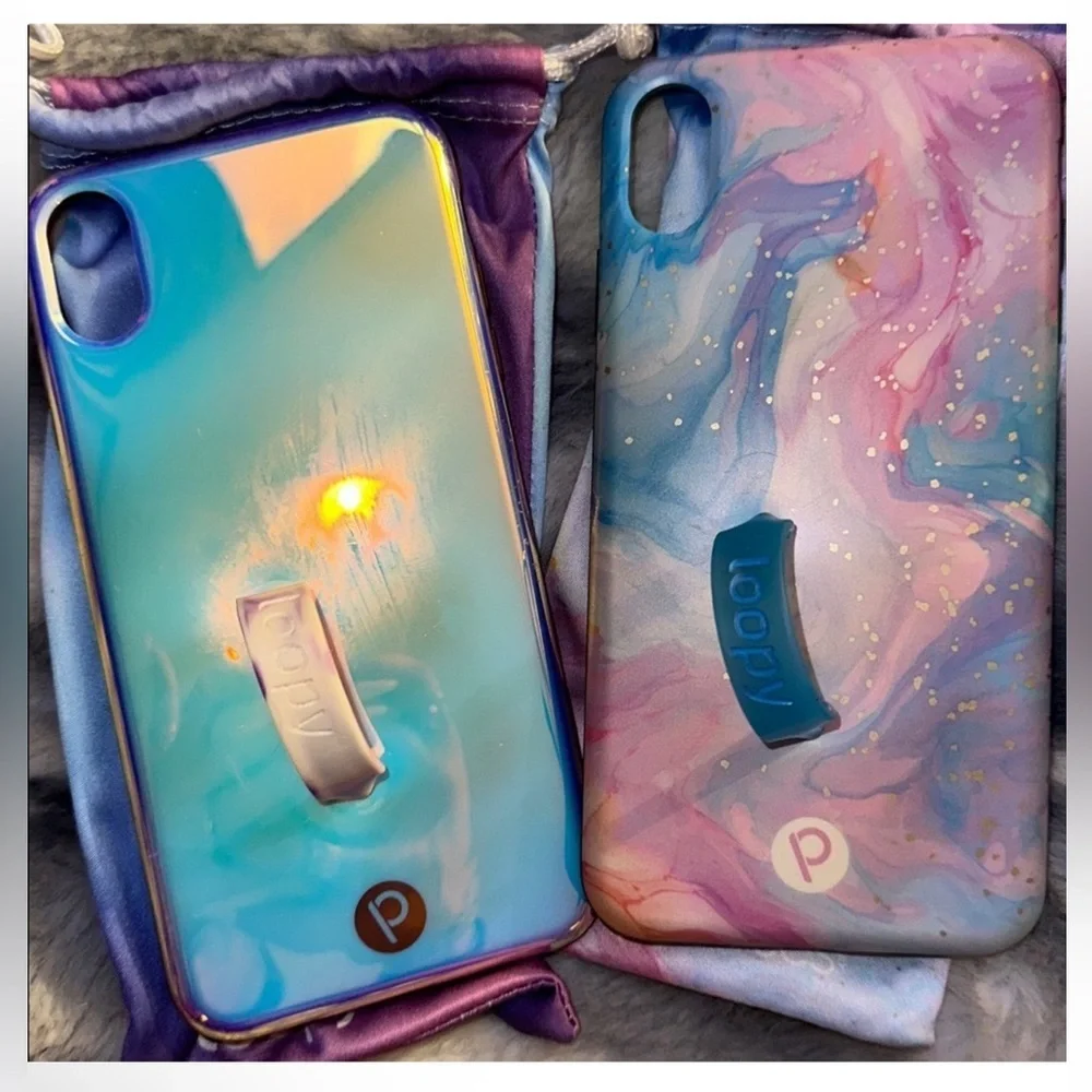 Loopy Cases ✨ 2 - Shimmer Mirrored & Watercolor - iPhone XS Max Righty iPhone
